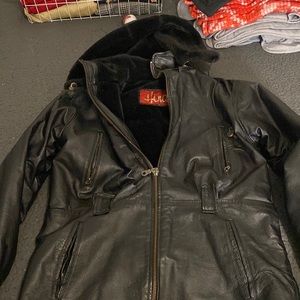 Leather coats,size XL fur on inside with 4pockets. Brand is Hind Leather